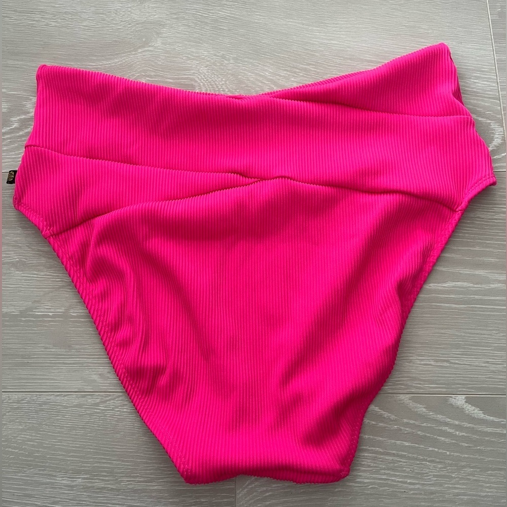 NWT La Vie en Rose Textured High Waisted Bikini Bottoms - Picture 4 of 4